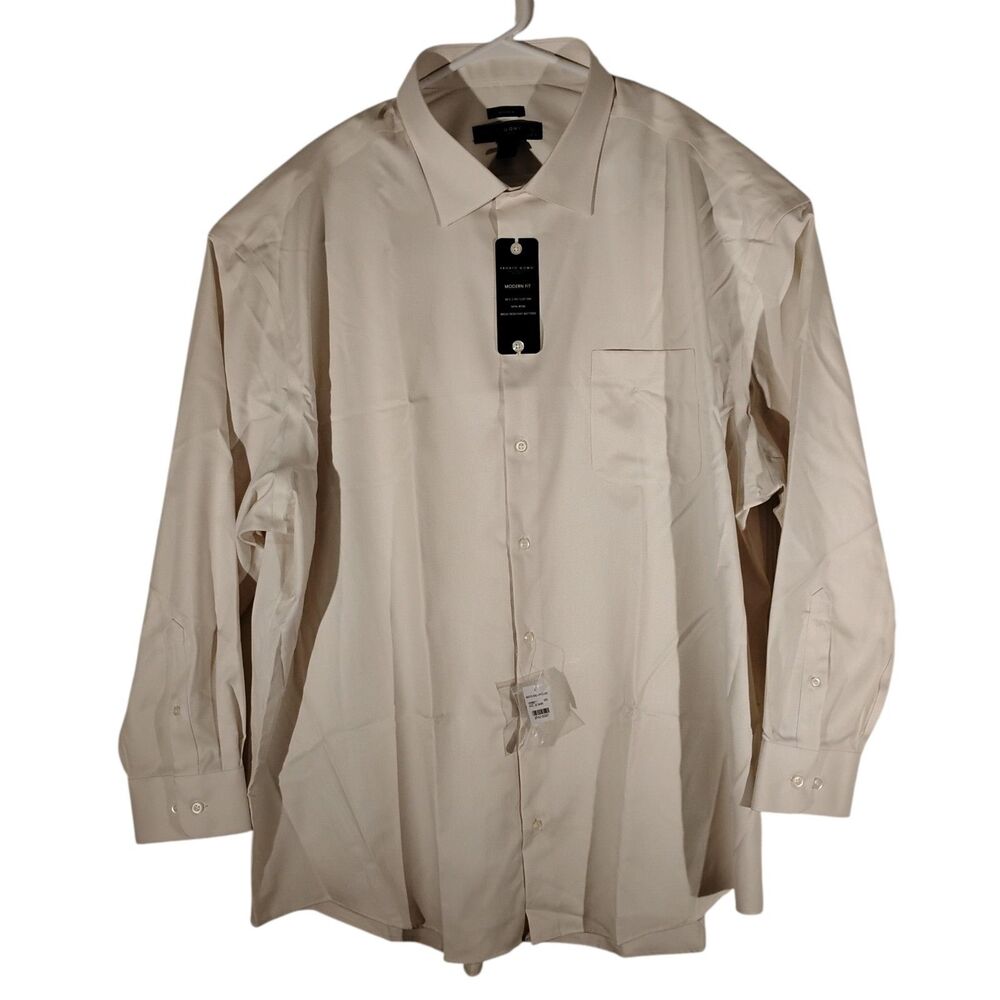 Pronto Uomo dress shirt mens 4XL XXXXL 20 34/35 ivory white non-iron long sleeve
